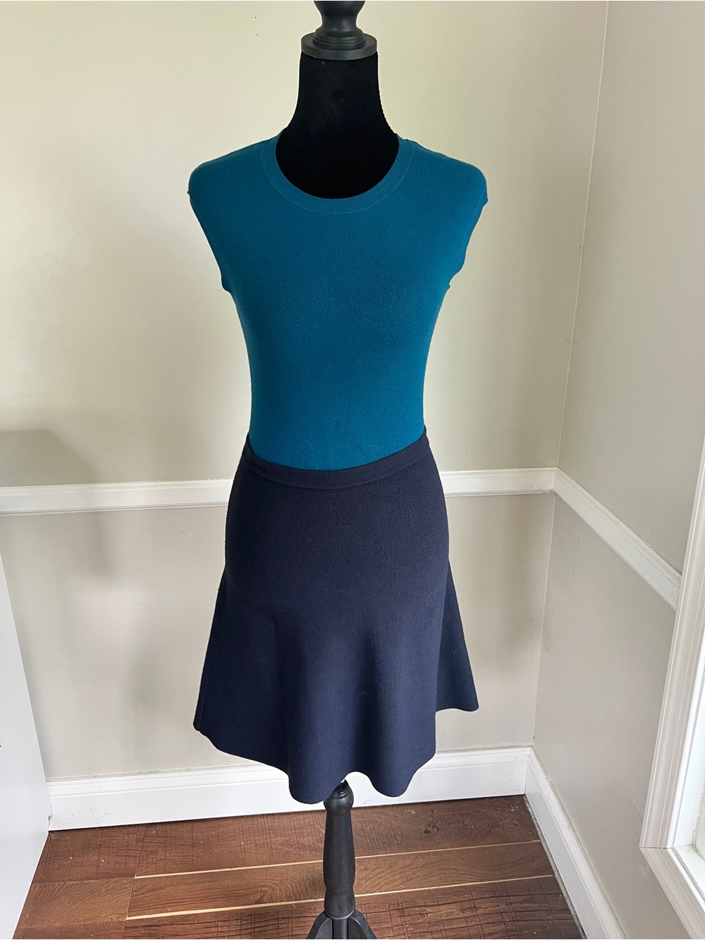 Club Monaco Teal and Navy Midi Dress